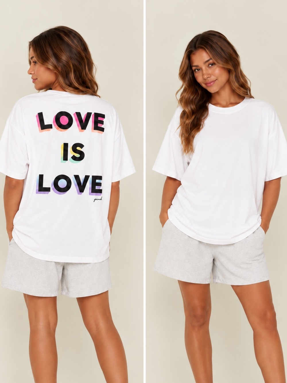 Victoria’s Secret PINK Love Is Love Pride Rainbow Oversized Graphic Tee